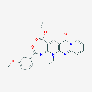 molecular formula C25H24N4O5 B11460517 ethyl 6-(3-methoxybenzoyl)imino-2-oxo-7-propyl-1,7,9-triazatricyclo[8.4.0.03,8]tetradeca-3(8),4,9,11,13-pentaene-5-carboxylate 