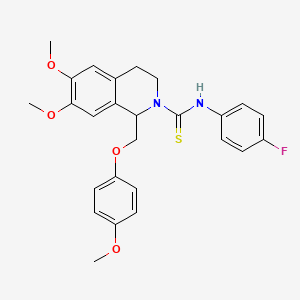 molecular formula C26H27FN2O4S B11460527 N-(4-fluorophenyl)-6,7-dimethoxy-1-((4-methoxyphenoxy)methyl)-3,4-dihydroisoquinoline-2(1H)-carbothioamide 