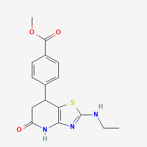 molecular formula C16H17N3O3S B11460547 Methyl 4-[2-(ethylamino)-5-oxo-4H,6H,7H-[1,3]thiazolo[4,5-b]pyridin-7-yl]benzoate 