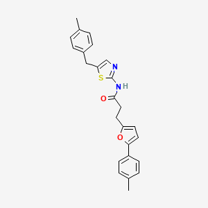 molecular formula C25H24N2O2S B11460662 N-[5-(4-methylbenzyl)-1,3-thiazol-2-yl]-3-[5-(4-methylphenyl)furan-2-yl]propanamide 
