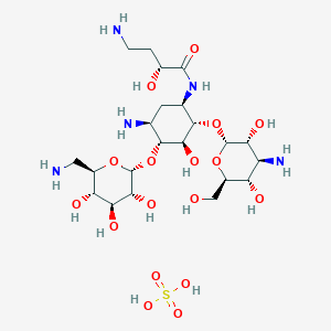 molecular formula C22H43N5O13.2H2O4S B1146067 硫酸阿米卡星（5:9） CAS No. 149022-22-0