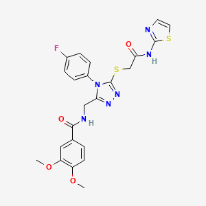 molecular formula C23H21FN6O4S2 B11460759 N-((4-(4-fluorophenyl)-5-((2-oxo-2-(thiazol-2-ylamino)ethyl)thio)-4H-1,2,4-triazol-3-yl)methyl)-3,4-dimethoxybenzamide 