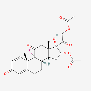 molecular formula C₂₅H₂₉FO₈ B1146079 [2-[(8S,10S,13S,14S,16R,17S)-16-Acetyloxy-9-fluoro-17-hydroxy-10,13-dimethyl-3,11-dioxo-7,8,12,14,15,16-hexahydro-6H-cyclopenta[a]phenanthren-17-yl]-2-oxoethyl] acetate CAS No. 1868-22-0