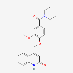 molecular formula C22H24N2O4 B11461174 N,N-diethyl-3-methoxy-4-[(2-oxo-1,2-dihydroquinolin-4-yl)methoxy]benzamide 