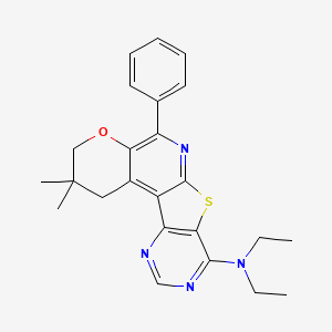molecular formula C24H26N4OS B11461214 N,N-diethyl-4,4-dimethyl-8-phenyl-6-oxa-11-thia-9,14,16-triazatetracyclo[8.7.0.02,7.012,17]heptadeca-1,7,9,12(17),13,15-hexaen-13-amine 