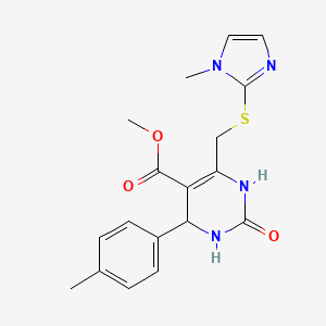 molecular formula C18H20N4O3S B11461285 methyl 6-{[(1-methyl-1H-imidazol-2-yl)sulfanyl]methyl}-4-(4-methylphenyl)-2-oxo-1,2,3,4-tetrahydropyrimidine-5-carboxylate 