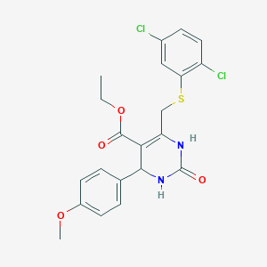 molecular formula C21H20Cl2N2O4S B11461305 Ethyl 6-{[(2,5-dichlorophenyl)sulfanyl]methyl}-4-(4-methoxyphenyl)-2-oxo-1,2,3,4-tetrahydropyrimidine-5-carboxylate 