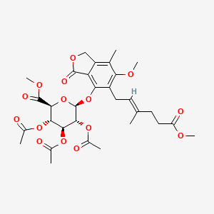 molecular formula C₃₁H₃₈O₁₅ B1146134 6-Methoxy-5-[(2E)-6-methoxy-3-methyl-6-oxohex-2-en-1-yl]-7-methyl-3-oxo-1,3-dihydro-2-benzofuran-4-yl methyl 2,3,4-tri-O-acetyl-beta-D-glucopyranosiduronate CAS No. 39938-00-6