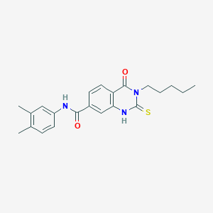 molecular formula C22H25N3O2S B11461600 N-(3,4-dimethylphenyl)-4-oxo-3-pentyl-2-sulfanylidene-1H-quinazoline-7-carboxamide 
