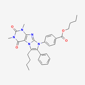 molecular formula C30H33N5O4 B11461861 Butyl 4-{6-butyl-1,3-dimethyl-2,4-dioxo-7-phenyl-1H,2H,3H,4H,8H-imidazo[1,2-G]purin-8-YL}benzoate 