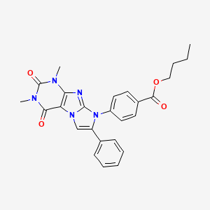 molecular formula C26H25N5O4 B11461867 Butyl 4-{1,3-dimethyl-2,4-dioxo-7-phenyl-1H,2H,3H,4H,8H-imidazo[1,2-G]purin-8-YL}benzoate 