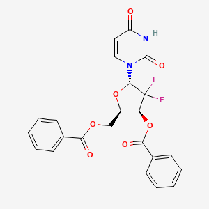 molecular formula C₂₃H₁₈F₂N₂O₇ B1146188 1-(3,5-Di-O-benzoyl-2-deoxy-2,2-difluoro-alpha-D-threo-pentofuranosyl)pyrimidine-2,4(1H,3H)-dione CAS No. 143157-24-8