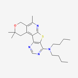 molecular formula C23H32N4OS B11461881 N,N-dibutyl-4,4,8-trimethyl-5-oxa-11-thia-9,14,16-triazatetracyclo[8.7.0.02,7.012,17]heptadeca-1,7,9,12(17),13,15-hexaen-13-amine 