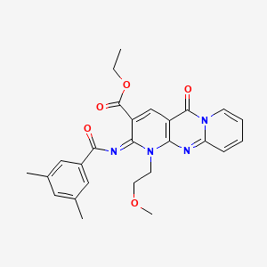 molecular formula C26H26N4O5 B11461946 ethyl 6-(3,5-dimethylbenzoyl)imino-7-(2-methoxyethyl)-2-oxo-1,7,9-triazatricyclo[8.4.0.03,8]tetradeca-3(8),4,9,11,13-pentaene-5-carboxylate 