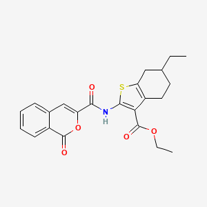 molecular formula C23H23NO5S B11462066 ethyl 6-ethyl-2-{[(1-oxo-1H-isochromen-3-yl)carbonyl]amino}-4,5,6,7-tetrahydro-1-benzothiophene-3-carboxylate 