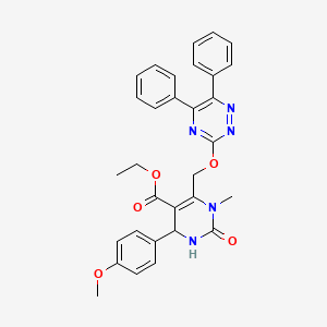 molecular formula C31H29N5O5 B11462110 Ethyl 6-{[(5,6-diphenyl-1,2,4-triazin-3-yl)oxy]methyl}-4-(4-methoxyphenyl)-1-methyl-2-oxo-1,2,3,4-tetrahydropyrimidine-5-carboxylate 