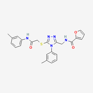 molecular formula C24H23N5O3S B11462117 N-((5-((2-oxo-2-(m-tolylamino)ethyl)thio)-4-(m-tolyl)-4H-1,2,4-triazol-3-yl)methyl)furan-2-carboxamide 