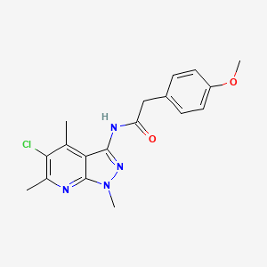 molecular formula C18H19ClN4O2 B11462143 N-(5-chloro-1,4,6-trimethyl-1H-pyrazolo[3,4-b]pyridin-3-yl)-2-(4-methoxyphenyl)acetamide 