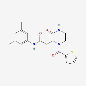 molecular formula C19H21N3O3S B11462186 N-(3,5-dimethylphenyl)-2-[3-oxo-1-(thiophen-2-ylcarbonyl)piperazin-2-yl]acetamide 