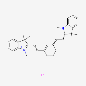 molecular formula C32H37IN2 B1146222 1,3,3-Trimethyl-2-(2-{3-[2-(1,3,3-trimethyl-1,3-dihydro-2H-indol-2-ylidene)ethylidene]cyclohex-1-en-1-yl}ethenyl)-3H-indol-1-ium iodide CAS No. 140648-15-3