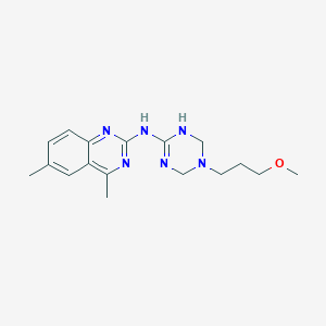 molecular formula C17H24N6O B11462284 N-[5-(3-methoxypropyl)-1,4,5,6-tetrahydro-1,3,5-triazin-2-yl]-4,6-dimethylquinazolin-2-amine 