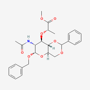 molecular formula C₂₆H₃₁NO₈ B1146232 methyl (2S)-2-[[(4aR,6S,7R,8R,8aS)-7-acetamido-2-phenyl-6-phenylmethoxy-4,4a,6,7,8,8a-hexahydropyrano[3,2-d][1,3]dioxin-8-yl]oxy]propanoate CAS No. 104371-52-0