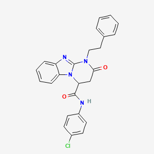 molecular formula C25H21ClN4O2 B11462328 N-(4-chlorophenyl)-2-oxo-1-(2-phenylethyl)-1,2,3,4-tetrahydropyrimido[1,2-a]benzimidazole-4-carboxamide 