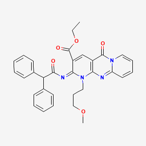 molecular formula C32H30N4O5 B11462337 ethyl 6-(2,2-diphenylacetyl)imino-7-(3-methoxypropyl)-2-oxo-1,7,9-triazatricyclo[8.4.0.03,8]tetradeca-3(8),4,9,11,13-pentaene-5-carboxylate 