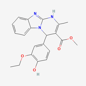 molecular formula C21H21N3O4 B11462347 Methyl 4-(3-ethoxy-4-hydroxyphenyl)-2-methyl-1,4-dihydropyrimido[1,2-a]benzimidazole-3-carboxylate 