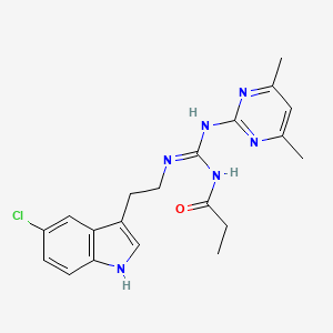 molecular formula C20H23ClN6O B11462393 N-[(E)-{[2-(5-Chloro-1H-indol-3-YL)ethyl]amino}[(4,6-dimethylpyrimidin-2-YL)amino]methylidene]propanamide 