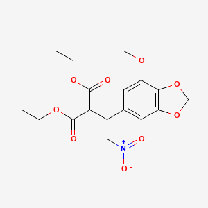 molecular formula C17H21NO9 B11462429 Diethyl [1-(7-methoxy-1,3-benzodioxol-5-yl)-2-nitroethyl]propanedioate 