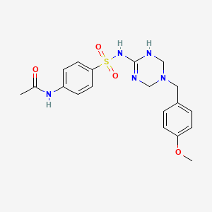 molecular formula C19H23N5O4S B11462465 N-(4-{[5-(4-methoxybenzyl)-1,4,5,6-tetrahydro-1,3,5-triazin-2-yl]sulfamoyl}phenyl)acetamide 