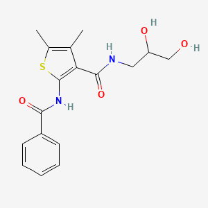 molecular formula C17H20N2O4S B11462473 N-(2,3-dihydroxypropyl)-4,5-dimethyl-2-[(phenylcarbonyl)amino]thiophene-3-carboxamide 