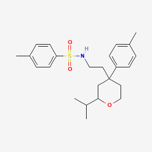 molecular formula C24H33NO3S B11462484 N-[2-(2-Isopropyl-4-p-tolyl-tetrahydro-pyran-4-yl)-ethyl]-4-methyl-benzenesulfonamide 