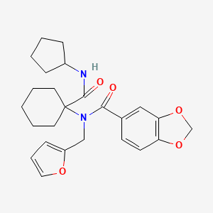 molecular formula C25H30N2O5 B11462518 N-[1-(cyclopentylcarbamoyl)cyclohexyl]-N-(furan-2-ylmethyl)-1,3-benzodioxole-5-carboxamide 