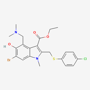 molecular formula C22H24BrClN2O3S B11462528 Ethyl 6-bromo-2-{[(4-chlorophenyl)sulfanyl]methyl}-4-[(dimethylamino)methyl]-5-hydroxy-1-methyl-1H-indole-3-carboxylate 