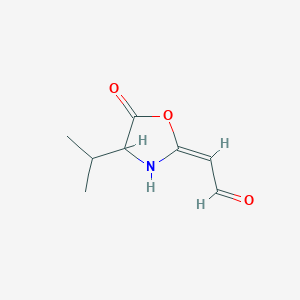 molecular formula C8H11NO3 B1146253 Acetaldehyde,[4-(isopropyl)-5-oxo-2-oxazolidinylidene]- CAS No. 152420-78-5