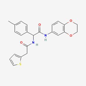 molecular formula C23H22N2O4S B11462579 N-(2,3-dihydro-1,4-benzodioxin-6-yl)-2-(4-methylphenyl)-2-[(thiophen-2-ylacetyl)amino]acetamide 