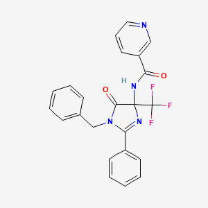 molecular formula C23H17F3N4O2 B11462691 N-[1-benzyl-5-oxo-2-phenyl-4-(trifluoromethyl)-4,5-dihydro-1H-imidazol-4-yl]pyridine-3-carboxamide 