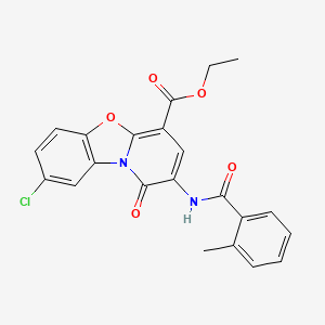 molecular formula C22H17ClN2O5 B11462696 ethyl 8-chloro-2-[(2-methylbenzoyl)amino]-1-oxo-1H-pyrido[2,1-b][1,3]benzoxazole-4-carboxylate 