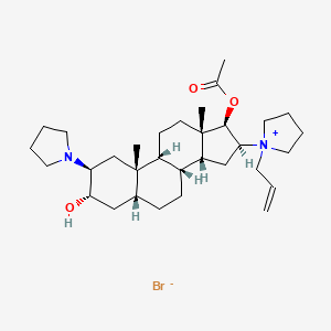 molecular formula C32H53BrN2O3 B1146278 [(2S,3S,5R,8R,9R,10S,13S,14R,16S,17R)-3-hydroxy-10,13-dimethyl-16-(1-prop-2-enylpyrrolidin-1-ium-1-yl)-2-pyrrolidin-1-yl-2,3,4,5,6,7,8,9,11,12,14,15,16,17-tetradecahydro-1H-cyclopenta[a]phenanthren-17-yl] acetate;bromide CAS No. 1190105-65-7