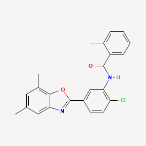 molecular formula C23H19ClN2O2 B11462833 N-[2-chloro-5-(5,7-dimethyl-1,3-benzoxazol-2-yl)phenyl]-2-methylbenzamide 