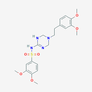molecular formula C21H28N4O6S B11463059 N-{5-[2-(3,4-dimethoxyphenyl)ethyl]-1,3,5-triazinan-2-ylidene}-3,4-dimethoxybenzenesulfonamide 