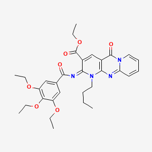 molecular formula C31H36N4O7 B11463070 ethyl 7-butyl-2-oxo-6-(3,4,5-triethoxybenzoyl)imino-1,7,9-triazatricyclo[8.4.0.03,8]tetradeca-3(8),4,9,11,13-pentaene-5-carboxylate 