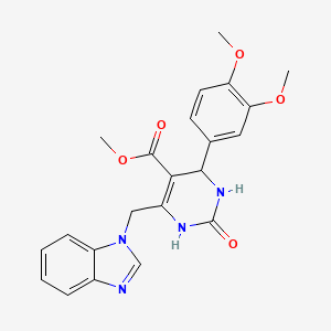molecular formula C22H22N4O5 B11463088 methyl 6-(1H-benzimidazol-1-ylmethyl)-4-(3,4-dimethoxyphenyl)-2-oxo-1,2,3,4-tetrahydropyrimidine-5-carboxylate 