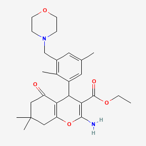 molecular formula C27H36N2O5 B11463149 ethyl 2-amino-4-[2,5-dimethyl-3-(morpholin-4-ylmethyl)phenyl]-7,7-dimethyl-5-oxo-5,6,7,8-tetrahydro-4H-chromene-3-carboxylate 