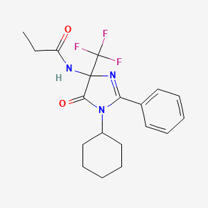 molecular formula C19H22F3N3O2 B11463172 N-[1-cyclohexyl-5-oxo-2-phenyl-4-(trifluoromethyl)-4,5-dihydro-1H-imidazol-4-yl]propanamide 