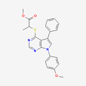 molecular formula C23H21N3O3S B11463173 methyl 2-{[7-(4-methoxyphenyl)-5-phenyl-7H-pyrrolo[2,3-d]pyrimidin-4-yl]sulfanyl}propanoate 