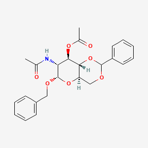 molecular formula C₂₄H₂₇NO₇ B1146357 Benzyl 2-Acetamido-4,6-O-benzylidene-2-deoxy-alpha-D-glucopyranoside 3-Acetate CAS No. 13343-64-1