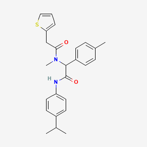 molecular formula C25H28N2O2S B11463575 N-methyl-N-[1-(4-methylphenyl)-2-oxo-2-{[4-(propan-2-yl)phenyl]amino}ethyl]-2-(thiophen-2-yl)acetamide 
